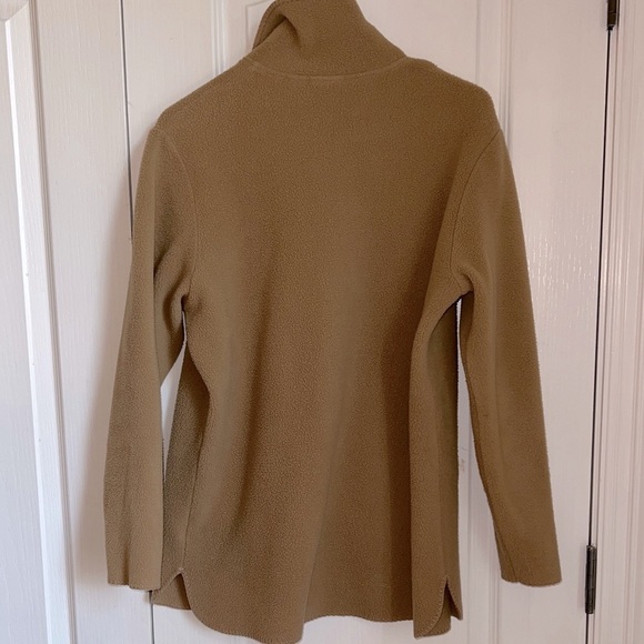 L. L. Bean Size M Vintage Camel Sherpa Button Cardigan Cozy Minamalist Fall Warm - Picture 2 of 11